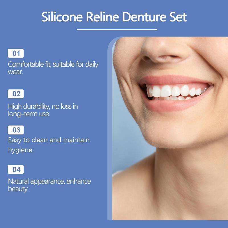 Silicone Resin Denture Set, 1 Box Comfortable Material Denture Care Kit, Daily Denture Care Product for Men & Women, Christmas Gift