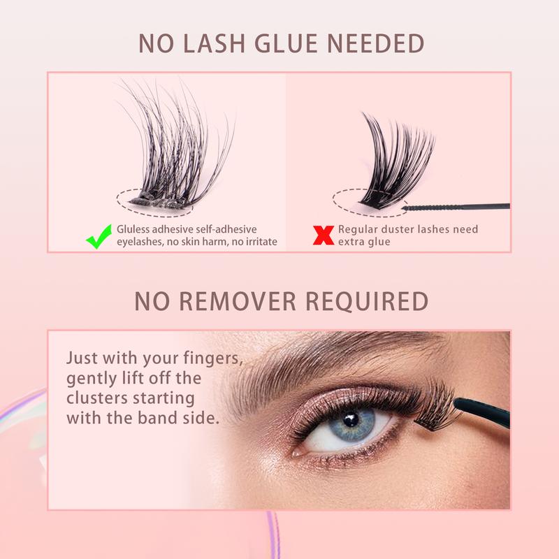 Self-Adhesive Glue-free Needed Kit Segmented DIY Lash Eyelashes Makeup Cosmetic Freely Matched With the Style Beginer Friendly 12 Rows And Tweezer Total of 120 Clusters Ultra-high Cost-effectiveness No Skin Harm No irritate For Sensitive