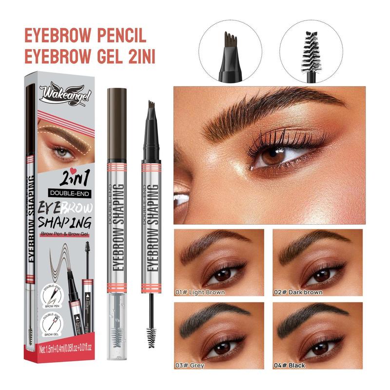 Curved Eyebrow Pen - Eyebrow Pencil Magical 2-in-1 Dual-Ended Eye Brow Pencils for Women with Fork-Tip & Precise Brush-Tip Create Natural Hair-Like Brows, Last All-Day