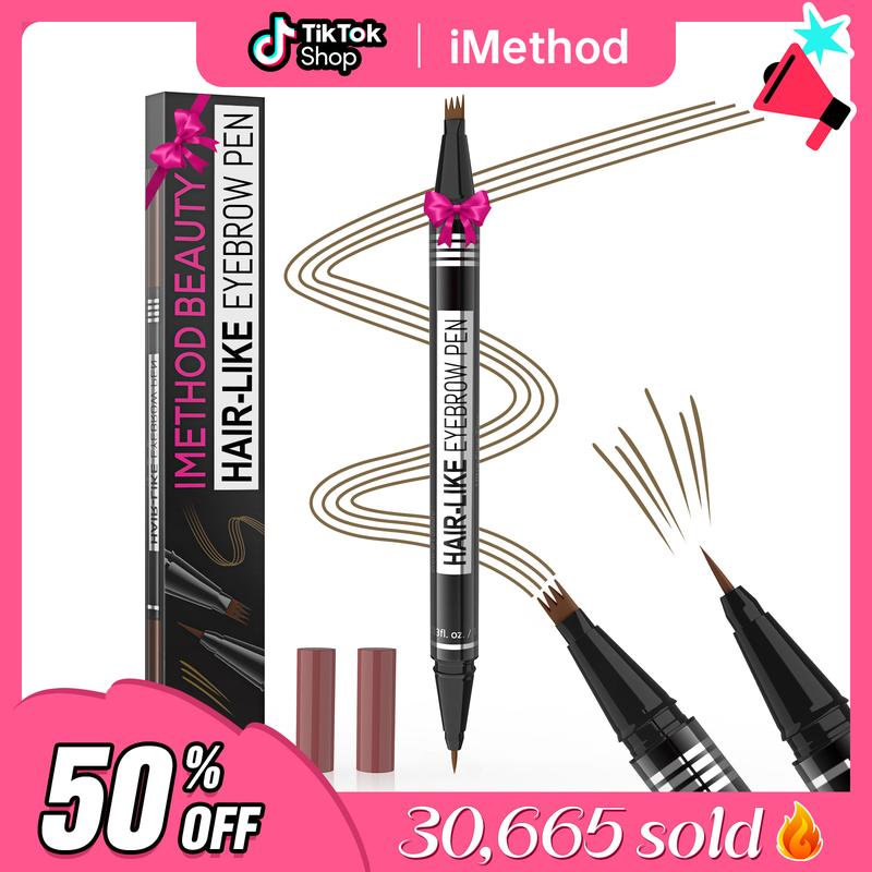 iMethod Eyebrow Pencil, Hair-like Eyebrow Pen, 2-in-1 Waterproof with 4 Tip Brow Pen, Ultra-Precise, with Dual-ended Eyebrow Brush, Cosmetic