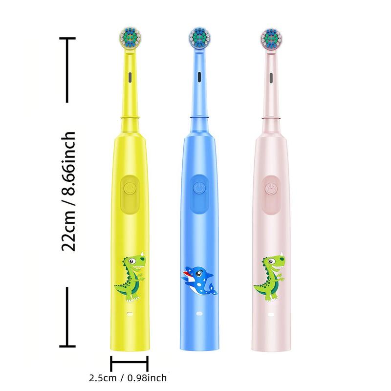 Rotating Electric Toothbrush for Kids, 1 Count Rechargeable Electric Toothbrush with 4 Counts Replacement Brush Head & Storage Box, Daily Oral Care Product for Christmas Gift