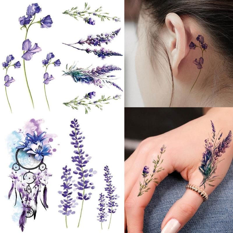 Flower & Feather Pattern Temporary Tattoo Sticker, 15pcs set Boho Style Fake Tattoo Sticker, Body Art Decoration for Women & Girls