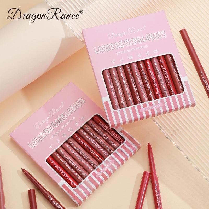 Long Lasting Lip Liner Set, 12pcs box Easy Coloring Lip Liner Pencil, Natural Lip Makeup Accessories for Women & Girls, Christmas Gift