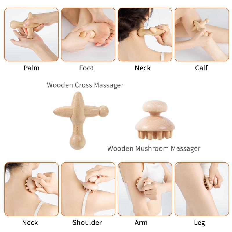 7 Pack Wood Therapy Massage Tools, Gua Sha and Cellulite Massager,Maderoterapia Kit Colombiana,Lymphatic Drainage Massager Tools Body Care Comfort