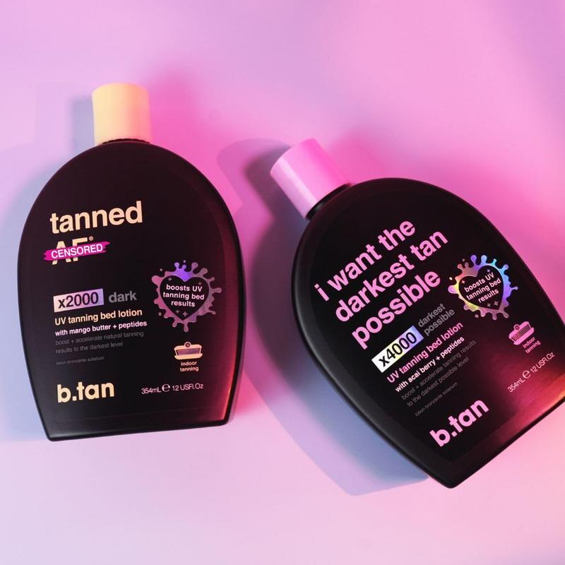 b.tan UV Tanning Bed Lotion | Darkest Tanning Lotion - Indoor Outdoor Tan Bronzer Accelerator, Browning Lotion, 12 Fl Oz