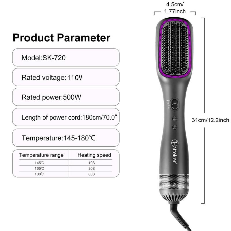 Negative Ion Hot Air Brush, 1 Box Hair Straightening Comb for Christmas Gift, Hair Styling Tool for Women, Professional Hair Styling Tool for Home & Salon Use, Straightening Bristle Brush, Hair Straightening Brush