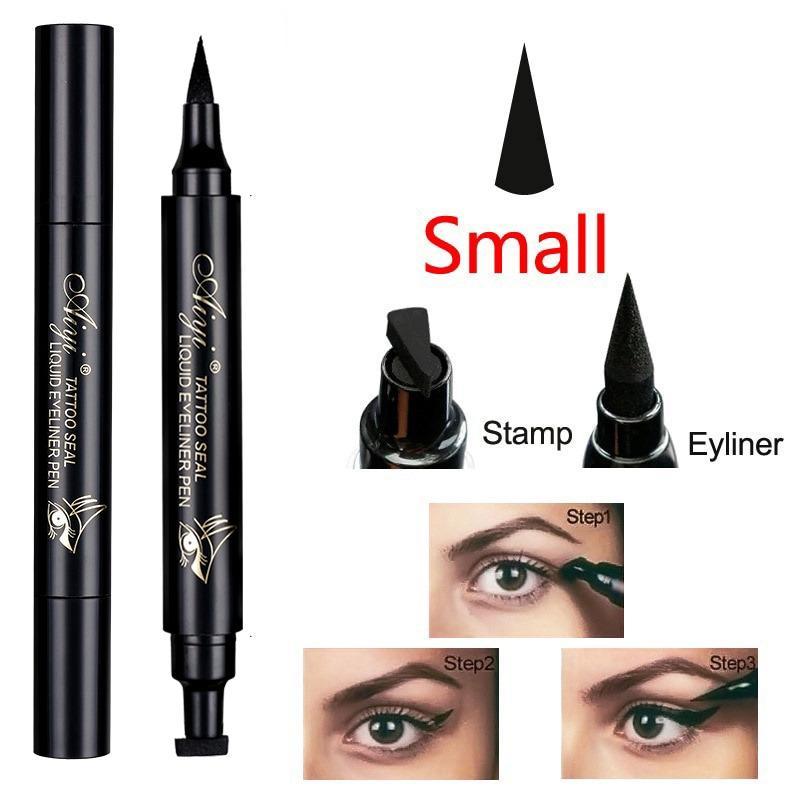 2 in 1 Double-ended Eyeliner, Waterproof Long Lasting Stamp Eyeliner Pencil, Quick Drying Eyeliner with Flexible Tip & Comfortable Grip, Makeup Accessories