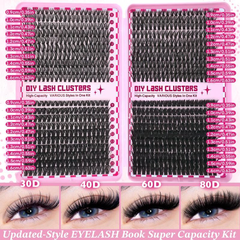 Cluster False Eyelashes Kit, 1 Set Natural Look Fluffy False Eyelashes Extensions, Professional Individual Lashes Kit Lashes Extension Kit, Eyelashes Clusters, Makeup Products, Fall Gift, Men Gifts, Christmas Gift