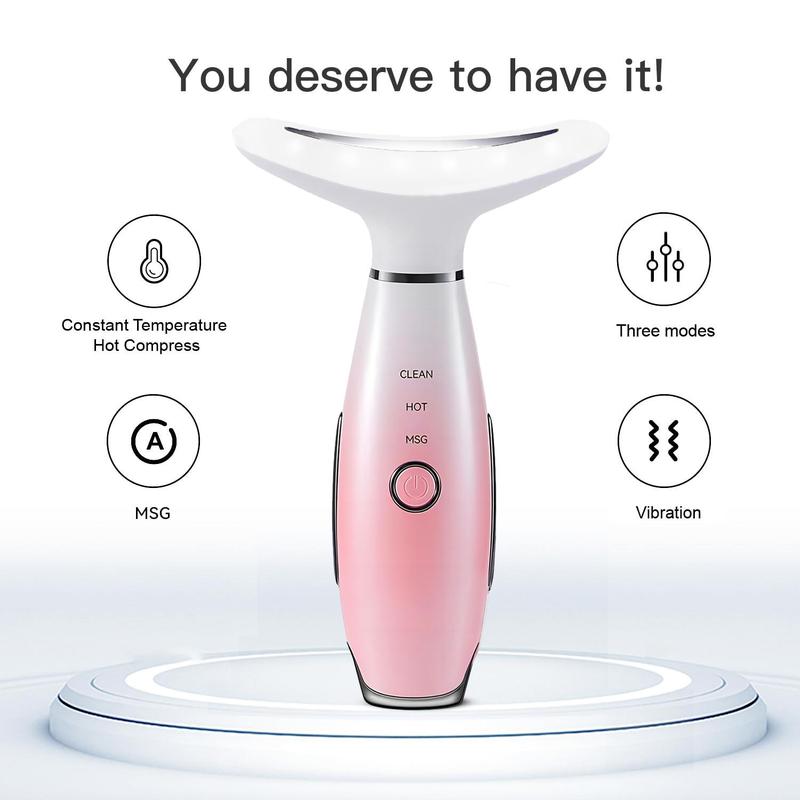 3 Color LED Facial Massager, Rechargeable Face Sculpting Tool with Thermals, Vibration for Skin Care and Double Chin, Christmas Gift