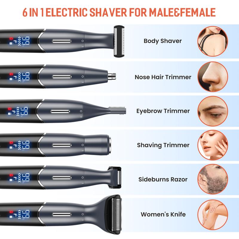 Sejoy 6 in 1 Electric Razors for Women&Men, for Face, Eyebrow, Nose, Arms, Legs and Bikini, Pubic Hair, Wet&Dry Painless Razor