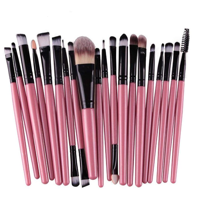 20 Pcs Pro Makeup Set Powder Foundation Eyeshadow Eyeliner Lip Cosmetic Brushes (Black+Green)