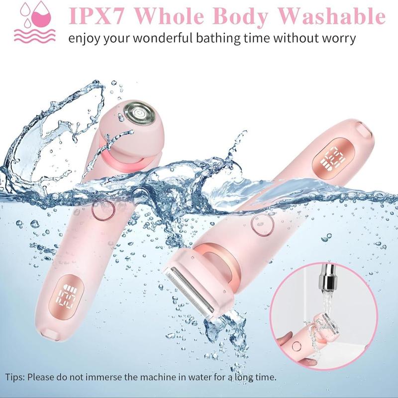 Electric Hair Removal Machine, 1 Box Waterproof IPX7 Level Hair Removal Instrument with Replacement Heads, Personal Care Appliances for Women