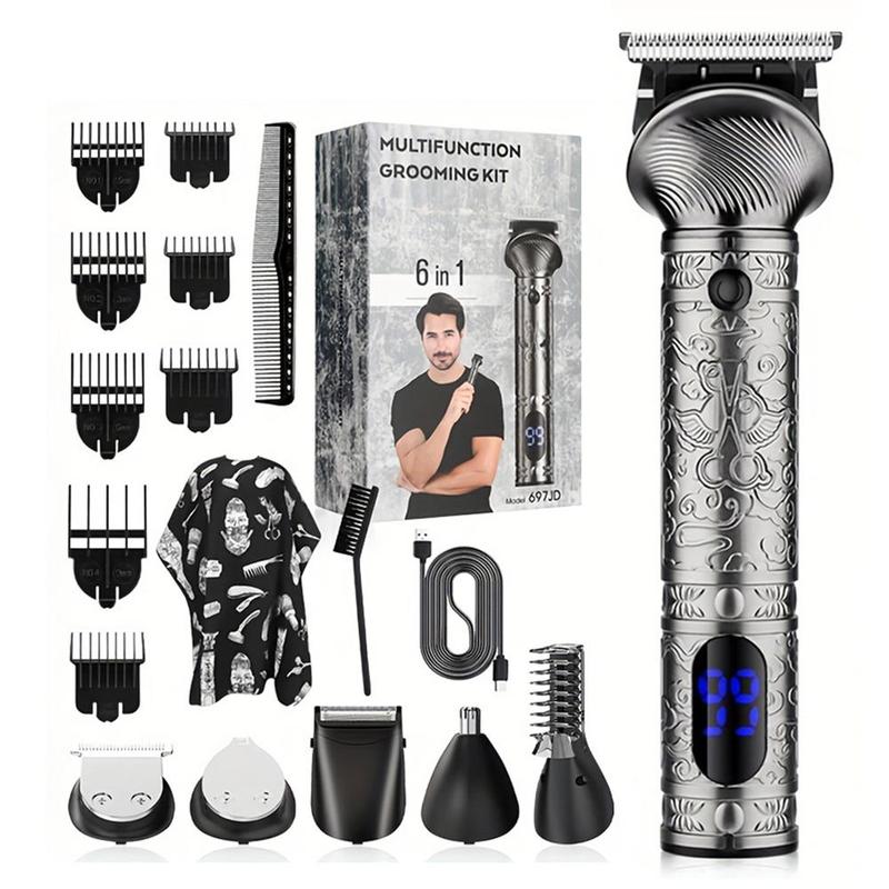 Multifunctional Grooming Kit For Men Shaving, 1 Set Electric Hair Shaving Kit for Men & Barber, Men's Clippers, Barber Equipment, 6 IN 1 Hair Trimmer For Men, for Mustache Body Nose Facial Hair, Stocking Fillers Gift