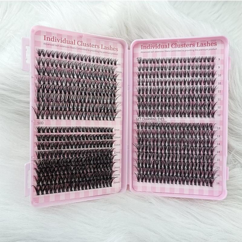 Individual False Eyelashes Kit, 640pcs Mixed Length & Styles Natural Look Eyelash Extensions with Tools, Self Grafting Curl Eyelashes, Eye Makeup Tool, Christmas Gift