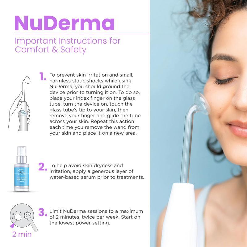 NuDerma Professional High Frequency Wand by Pure Daily Care with Argon and Neon Applicator for Anti-Aging and Anti-Acne