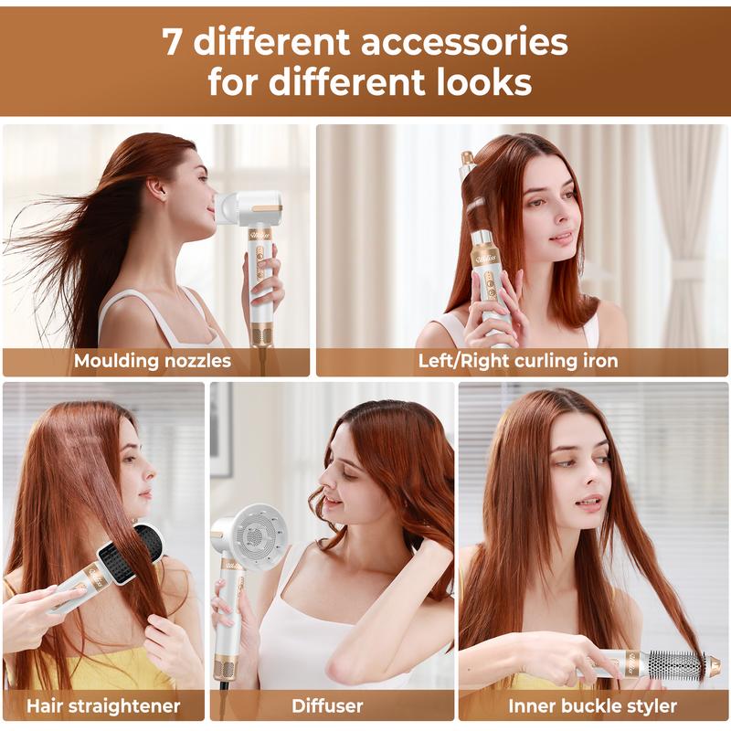 Air Styler 7 in 1 Hair Dryer Set,Multifunctional 110000rpm High-Speed Brushless Noise-Reducing Comb Hair Dryer Automatic Curler Straightener Hot Air Brush,Ideal For Mother's Day Gifts, Valentine's Day Gifts, Boyfriend Gifts