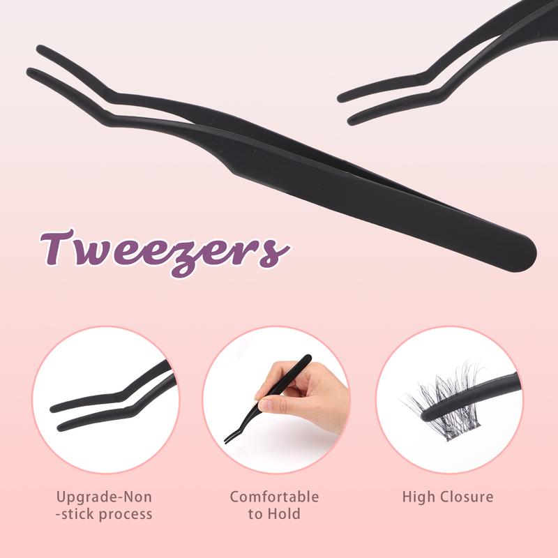 Self-Adhesive Glue-free Needed Kit Segmented DIY Lash Eyelashes Makeup Cosmetic Freely Matched With the Style Beginer Friendly 12 Rows And Tweezer Total of 120 Clusters Ultra-high Cost-effectiveness No Skin Harm No irritate For Sensitive