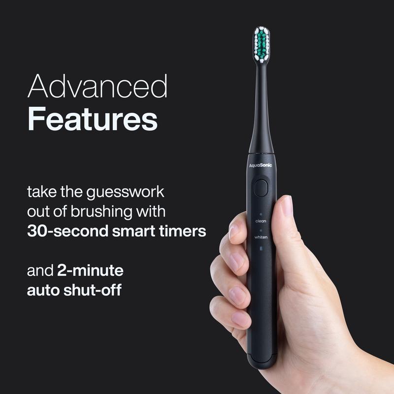 AquaSonic Icon Rechargeable Travel Power Toothbrush - Modern Slim Toothbrush with Soft-Touch Handle and Smart Timers - Oral Rechargeable Electric - Perfect For Travel with Travel Case