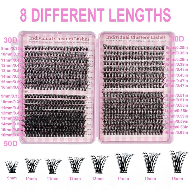 Individual False Eyelashes Kit, 640pcs Mixed Length & Styles Natural Look Eyelash Extensions with Tools, Self Grafting Curl Eyelashes, Eye Makeup Tool, Christmas Gift