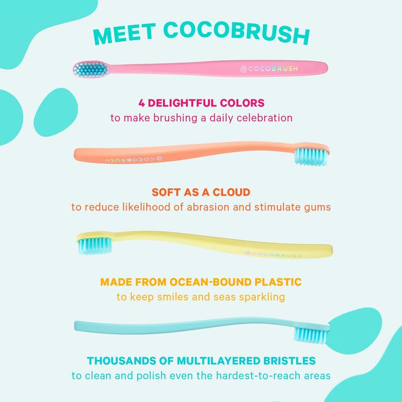 Cocofloss Cocobrush, Ultra-Soft Manual Toothbrush, Dentist-Designed, Gentle on Gums, Made from Recycled Plastic