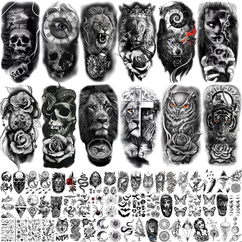 Creative Animal & Flower Pattern Temporary Tattoo Sticker, 68pcs set Fake Tattoo Sticker, Body Art Decoration for Men & Women