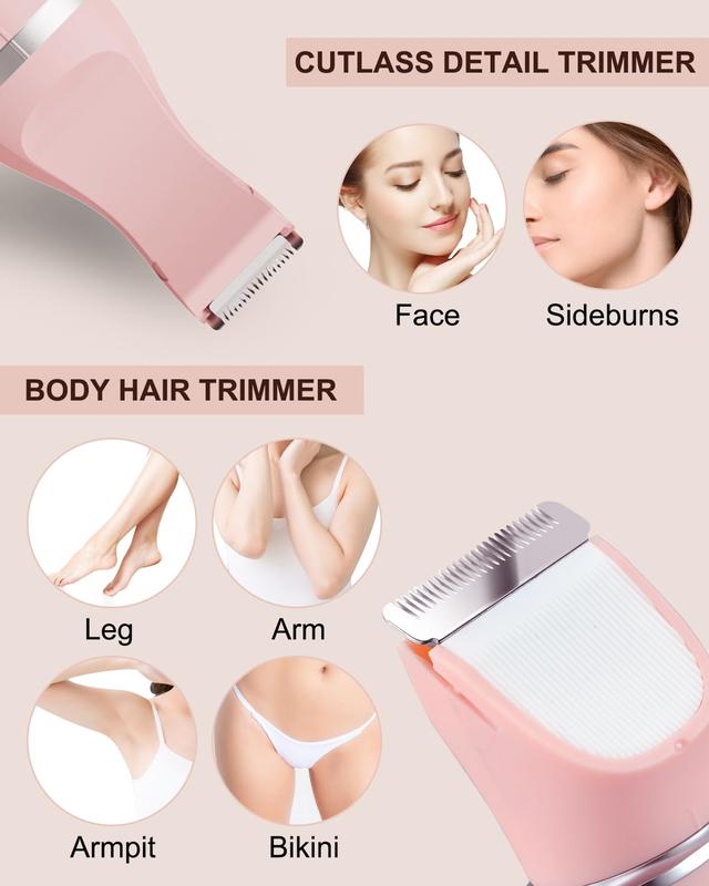 Lightweight 2-in-1 Electric Trimmer for Women, Painless Body Shaver. IPX7 Waterproof,Comfort. Perfect Gift for Lady Hair Removal.