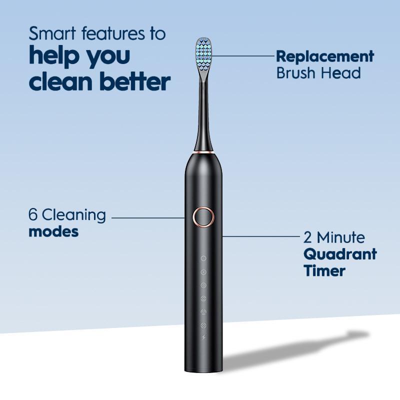 Electric Toothbrush Set for Travel, 1 Set Portable Type-C Rechargeable Waterproof Toothbrush with 8 Counts Brush Heads, Oral Care Product for Adults