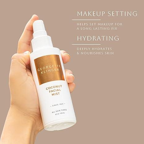 Coconut Facial Mist - Hydrating, Long-Lasting Makeup Setting Spray with Moisturizing Antioxidants for Dewy Matte Face, Protects and Plumps Dehydrated Skin - 4.2 oz