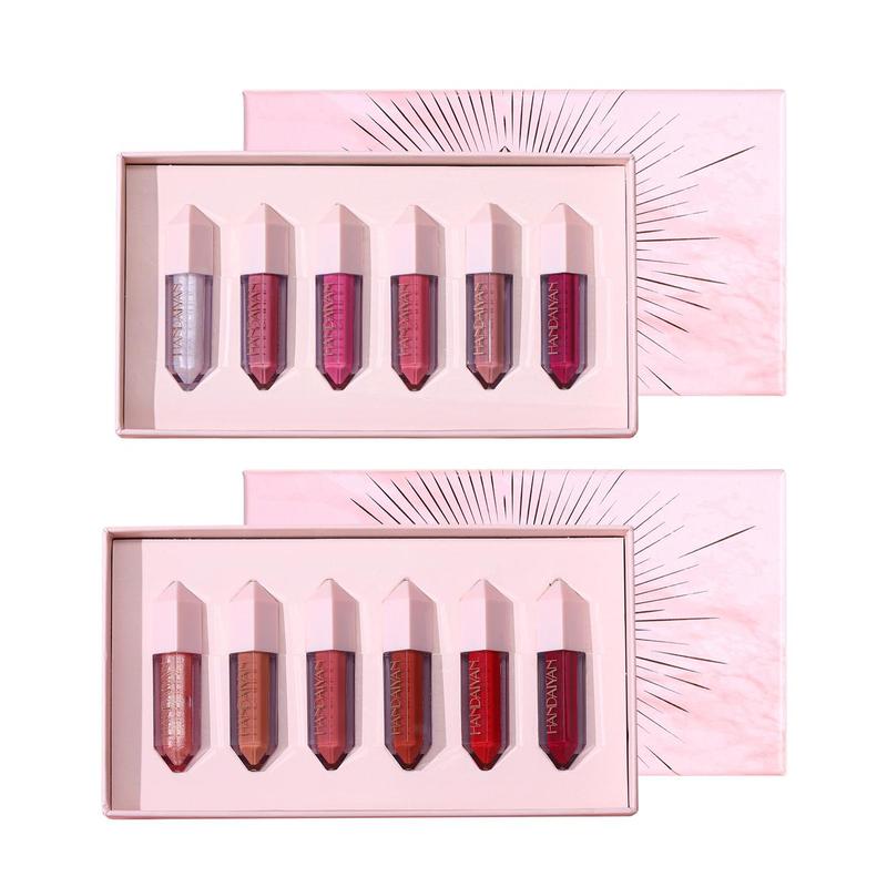 Long Lasting Lip Gloss Set, 6 Counts set Moisturizing Non-stick Cup Lip Glaze, Glossy Liquid Lipstick, Plumping Lipgloss for Girls & Women