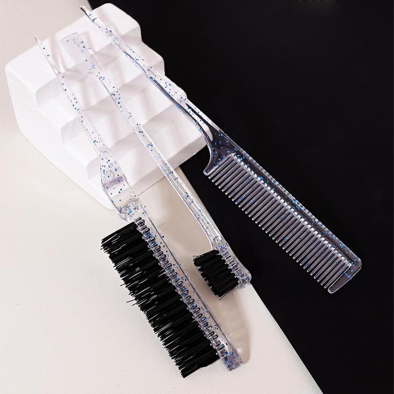 Hair Styling Comb Set, 3 Counts set Hair Comb, Edge Brush, Back Brush, Smoothing Hair Brush, Heatless Styling Tools for Women