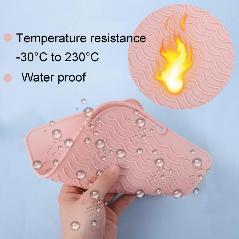 Silicone Heat Resistant Mats For Hair Curling Iron, 2 Counts Hair Straighten Pads, Portable Hair Styling Tools