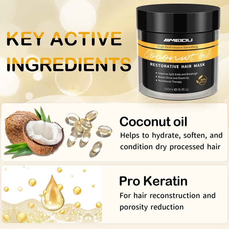 MEIDU Hair Mask,Collagen Hair Treatment,Ginseng Nourishing Repair,Coconut Oil Deep Conditioning,Hydrate MoistureConditioner Haircare,Christmas Gift