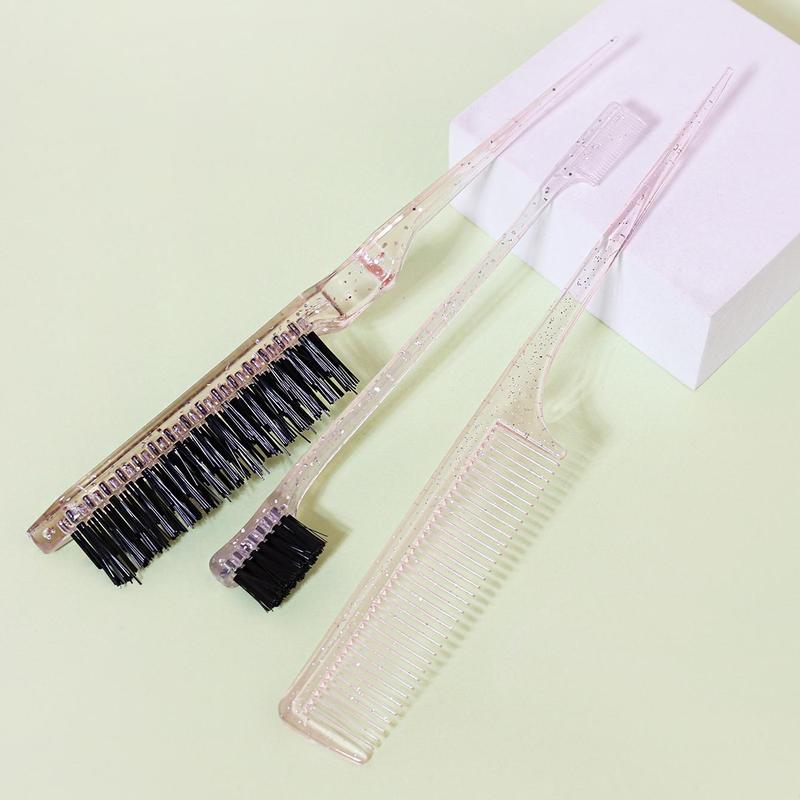 Hair Styling Comb Set, 3 Counts set Hair Comb, Edge Brush, Back Brush, Smoothing Hair Brush, Heatless Styling Tools for Women