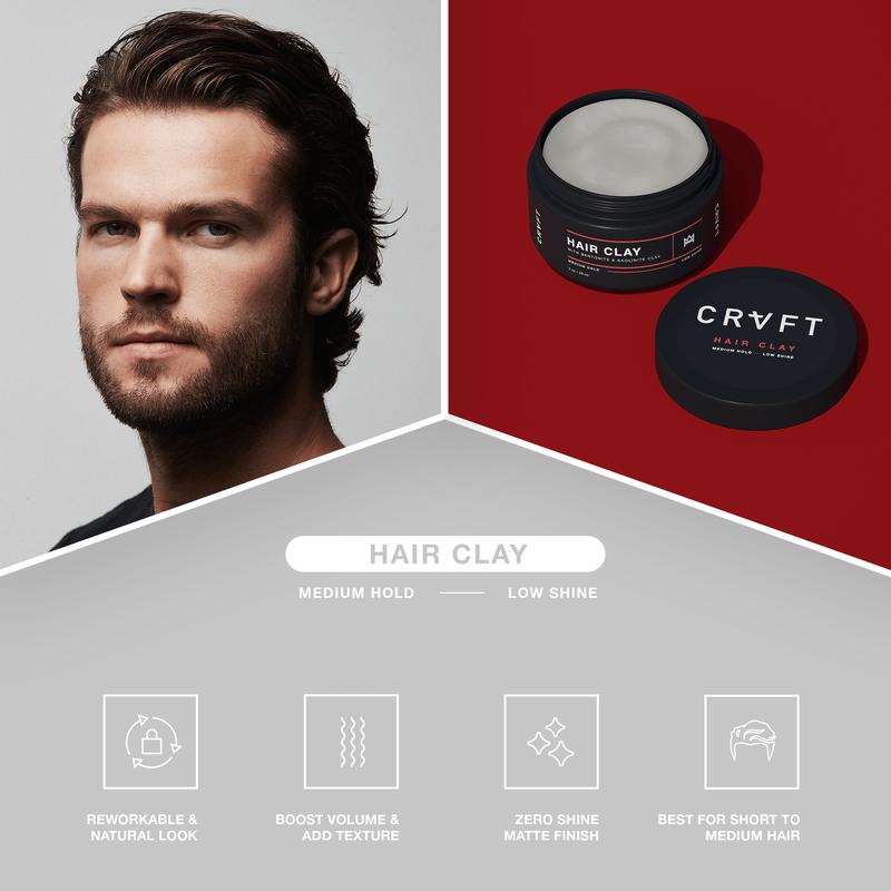 CRVFT Sea Salt Spray + Hair Clay Bundle for Natural Volume and Texture with Zero Shine Matte Finish - Medium + Light Hold   Matte + Natural Finish   Volume + Texture + Prestyler - Scented