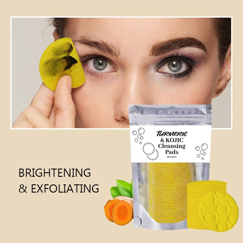 Kojic Acid and Turmeric Cleansing Pads,Turmeric Cleansing Pads, Face Turmeric Kojic Acid Pads, Helps Balance Skin Oil And Water, Gentle & Non-Irritating Skincare Daily Pore Comfort