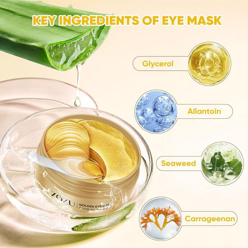 Gold Eye Mask (60 Count) – 24K Gold Under Eye Patches for Dark Circles, Puffiness, Wrinkles & Bags – Moisturizing Treatment for Improved Elasticity and Firmness