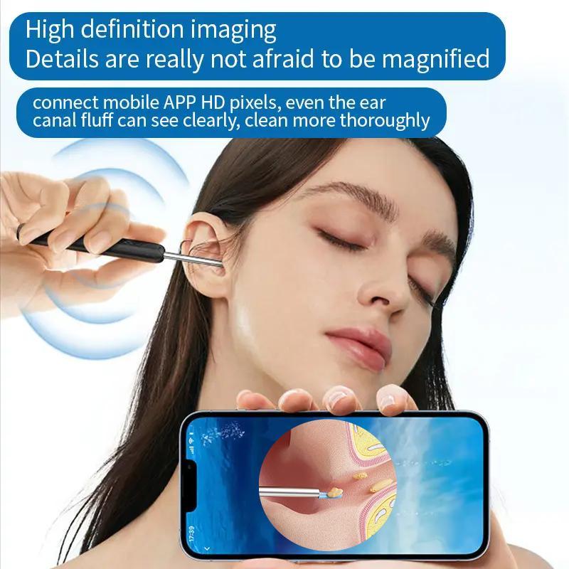 Ear Wax Removal Tool, 1 Set High-resolution Camera with 360° Angle Of View and 6 Led Lights, Allow To Clearly See Every Corner Of Ear Canal,