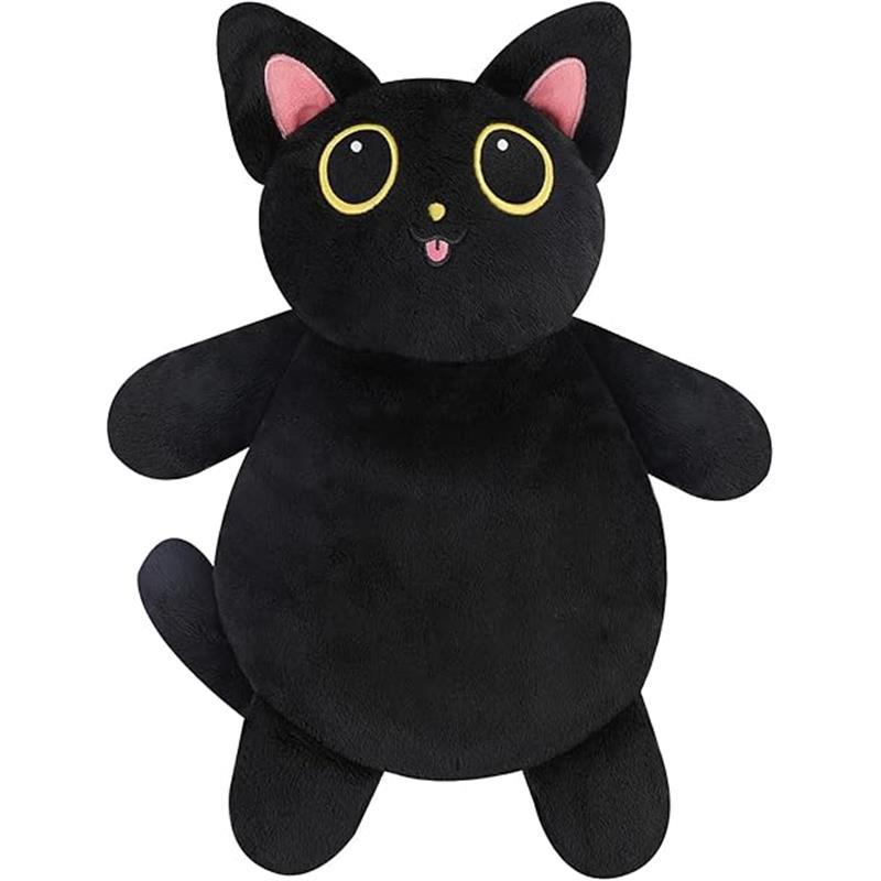 Microwave Heating Pad for Period Cramps Pain Relief - Microwavable Stuffed Animal for Cramps Neck Shoulder Muscles Knee Joints - Cute Gifts for Women - Small Black Cat