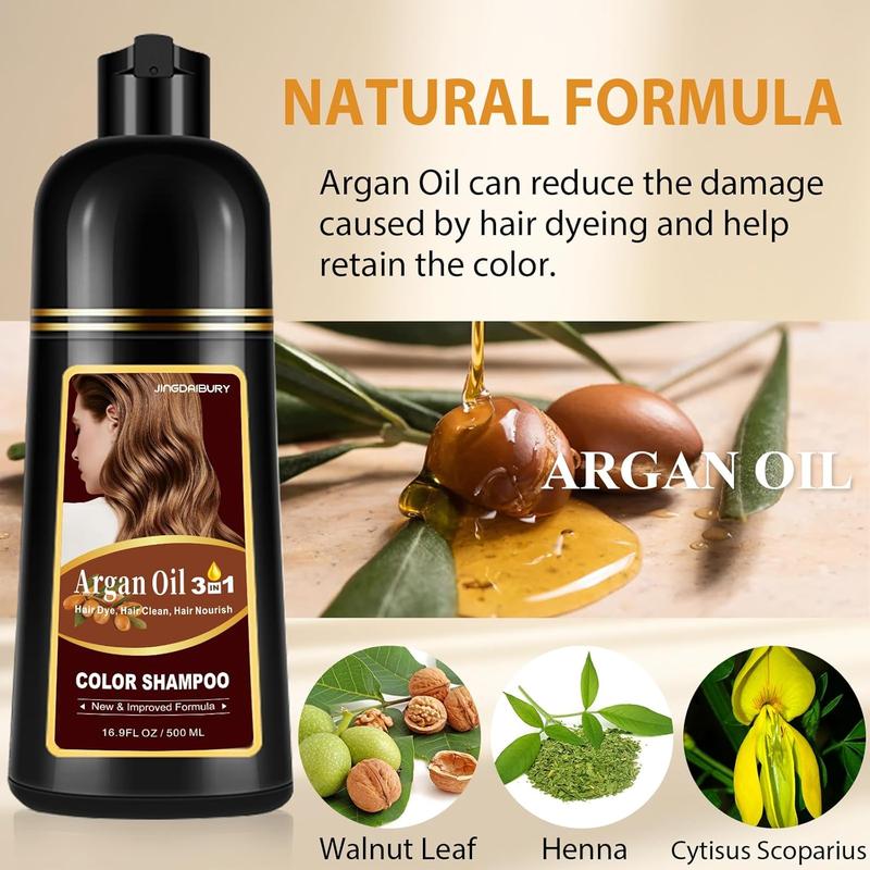 Blonde Brown Hair Dye Shampoo,3 in 1 Argan Oil Color Shampoo Hair Dye for Women & Men, Magic Hair Color Shampoo for Gray Hair, Easy to Use, 500Ml Haircare hair dye shampoo