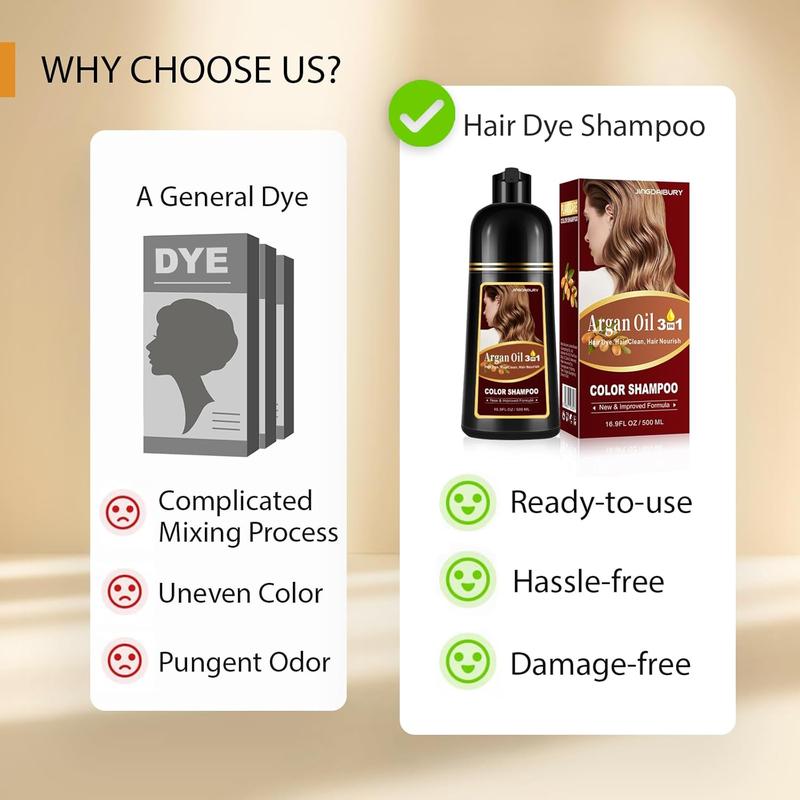 Blonde Brown Hair Dye Shampoo,3 in 1 Argan Oil Color Shampoo Hair Dye for Women & Men, Magic Hair Color Shampoo for Gray Hair, Easy to Use, 500Ml Haircare hair dye shampoo