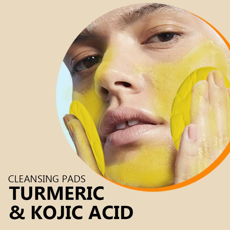 Kojic Acid and Turmeric Cleansing Pads,Turmeric Cleansing Pads, Face Turmeric Kojic Acid Pads, Helps Balance Skin Oil And Water, Gentle & Non-Irritating Skincare Daily Pore Comfort