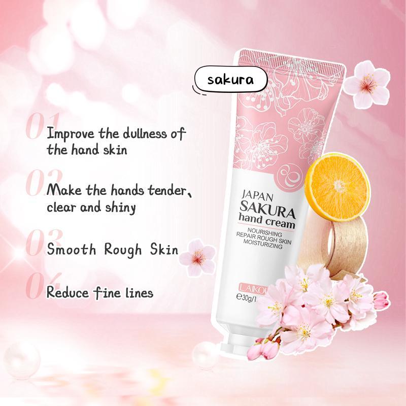 50g Sakura Hand Wax & 30g Hand Cream, 2 Counts set, Peel off Moisturizing Hand Mask & Hand Lotion, Hand Care Set, Christmas Gift