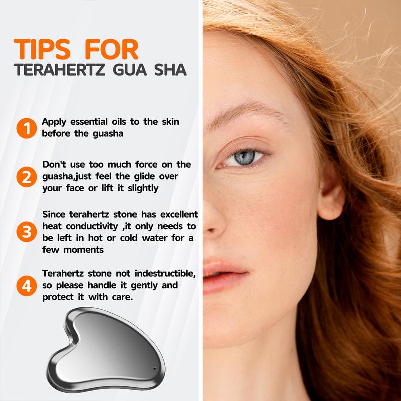 Terahertz Gua Sha Facial Tools Stone for Enhanced Lymphatic Drainage, Reduced Puffiness, Relieved Facial Tension – 100% Natural Terahertz Stone Gua Sha Skincare Contour