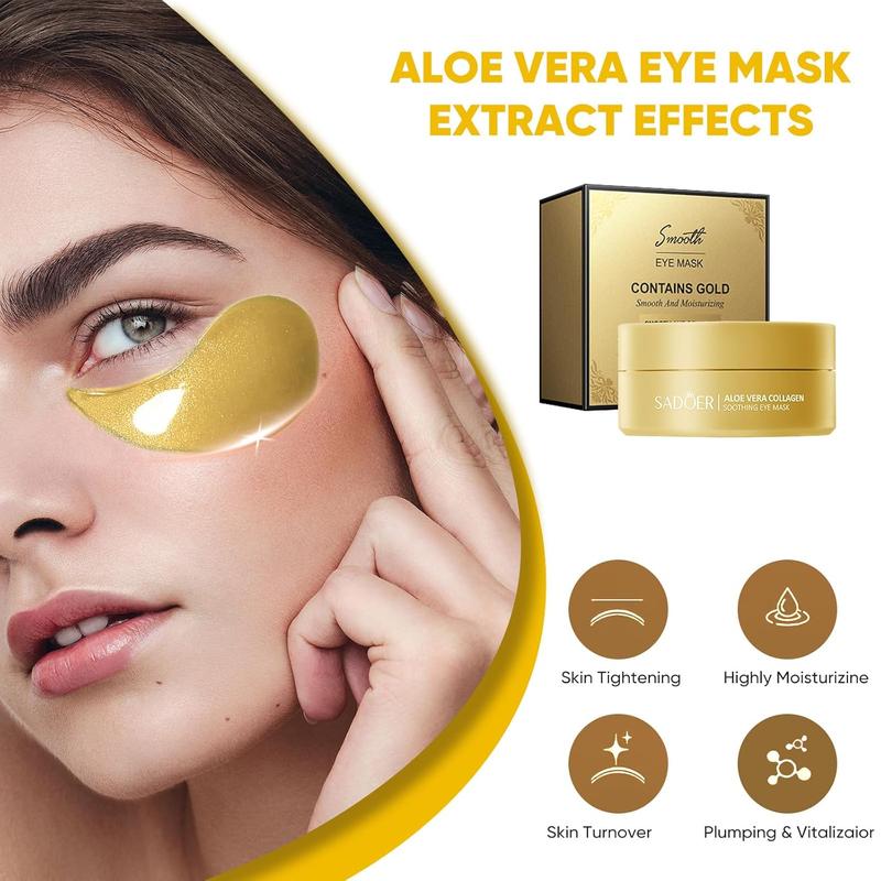 Gold Eye Mask (60 Count) – 24K Gold Under Eye Patches for Dark Circles, Puffiness, Wrinkles & Bags – Moisturizing Treatment for Improved Elasticity and Firmness