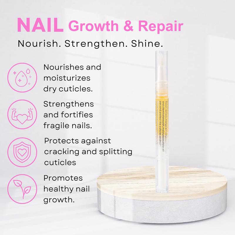 Nail Growth Oil - Moisturize, Strengthen, and Brighten Nails, Overall Healthy Nail Care Solutions, Nourishing Manicure, Cuticle Oil Pen, Nail Oil