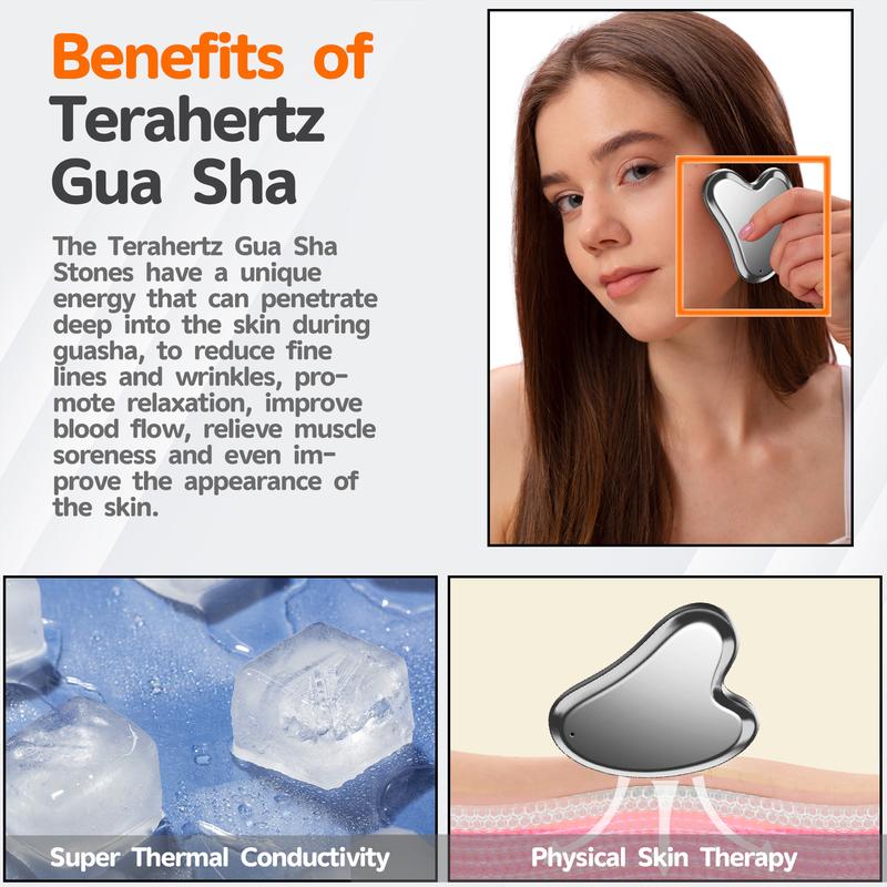 Terahertz Gua Sha Facial Tools Stone for Enhanced Lymphatic Drainage, Reduced Puffiness, Relieved Facial Tension – 100% Natural Terahertz Stone Gua Sha Skincare Contour