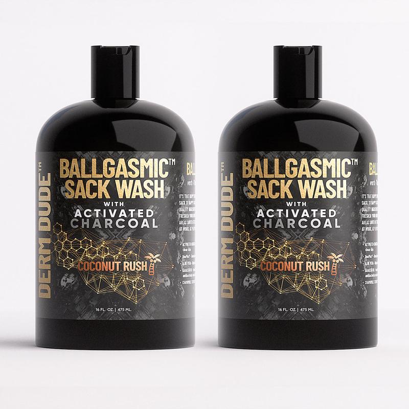 BallGasmic Ball Wash with Activated Charcoal – Men's Hygiene Cleanser, Coconut Scent, Aloe & Green Tea for Hydration and Skin Repair