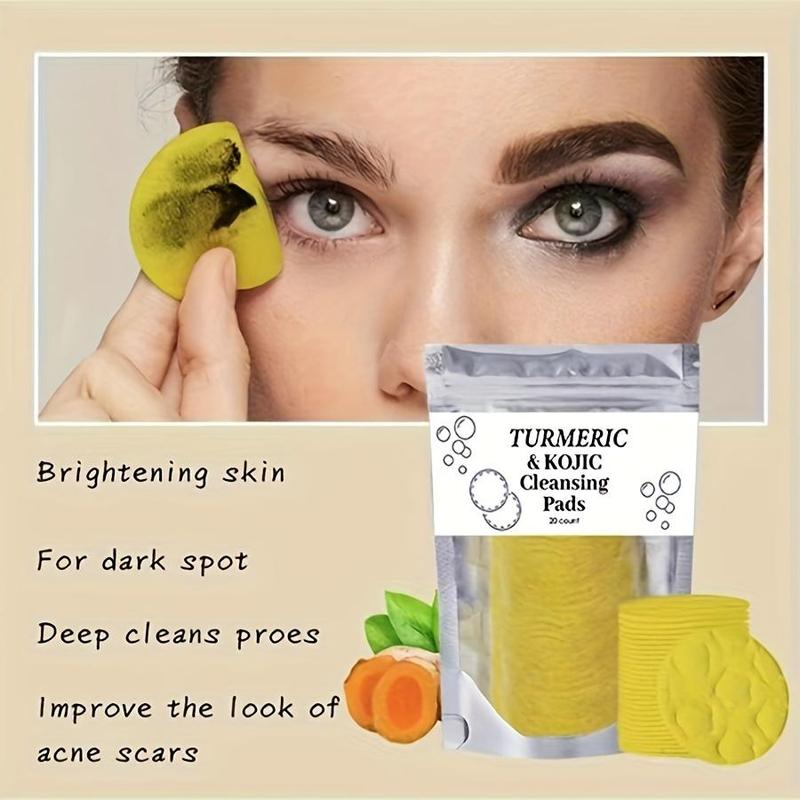 Turmeric Cleansing Set, 3 Counts Turmeric Soap Bar with 2 Packs Facial Cleansing Pads & 1 Count Foaming Net, Facial Skin Care Kit for All Skin Types