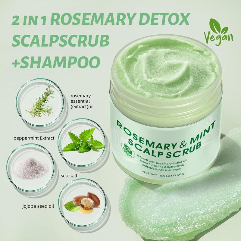 Rosemary & Mint Scalp Scrub, 1 Count Scalp Exfoliator Scrub for Build Up, Beauty & Personal Care Hair Scalp Massage Cream