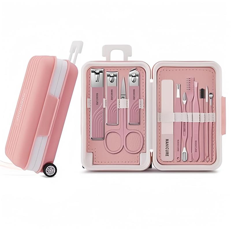 Portable Nail Scissors 12-Piece Set for Home Beauty Professional Tool Kit with Travel Case